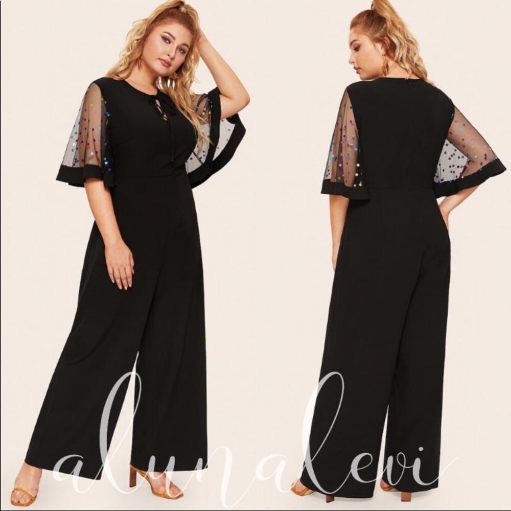 Beautiful Black Jumpsuit with Sequins.  New